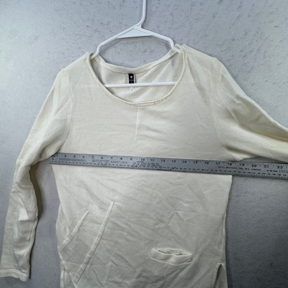 European Culture Top Women S Cream Artsy Asymmetrical Knit Long Sleeve - Picture 10 of 10